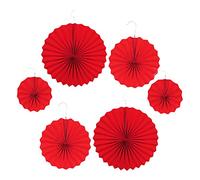 Hemobllo 6 Pièces Mot Heureux Stickers Éventails Pliants en Papier Pliage De Papier Décor Fleurs Faire La Fête Célibataire Cotillons des Fans Mariage Pastel Rouge
