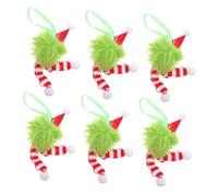 Hemobllo 6 Pièces Pelucheuses de Noël à Suspendre Décorations Longues avec Bonnet de Père Noël et Écharpe Rayée Ornements Doux pour Sapin et Saisonnières