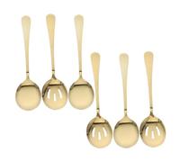Hemobllo 6 pièces Set Cuillères de Service Acier Inoxydable Cuillères Pleines Fendues Ustensiles pour Buffet et Banquet Résistantes et Compatibles Lave Design Élégant Or