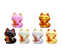 Hemobllo 6 Pièces Statue Miniature de Chat Amulette en Résine | Style Japonerie, Format Mini, Figurine Adorable, pour Étagères et Tables de Chevet, Présent Famille Amis Style Aléatoire
