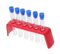 Hemobllo 6 pièces Tubes à Essai Plastique avec Support Bouchons Colorés pour Expériences Scientifiques Éducatives Garçon Fille Laboratoire et Décoration Fête
