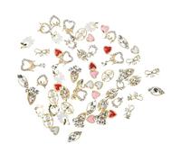 Hemobllo 60 pièces Alloy Nail Charms Manicure Decorations DIY Nail Art Jewelry Set With Kawaii Heart Pearl Baroque Style For Women