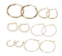 Hemobllo 6paires Lot De Créoles Rondes Métalliques Style Rétro Bijoux Femmes Pendantes Doreilles Ornement Quotidien Clés Fashion Femme Accessoire Ornement Clés Fashion