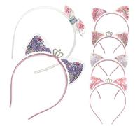 Hemobllo 6pièces Bandeau Oreilles De Chat à Paillettes Accessoires Cheveux Filles Couronne Brillante Décorations Cheveux Garçon Fille