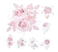 Hemobllo 7 feuilles Transferts Thermocollants Fleurs Autocollants Thermocollants Décoratifs pour Vêtements T Shirts Sacs et Chapeaux Résistants Au Lavage Personnalisables et Faciles à