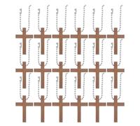Hemobllo 72 Mini Breloques Croix en Bois Naturel Chaîne, Pendentifs Porte-clés Chrétien pour Bricolage, Décorations D’église, Présents de Première Communion et Pâques, Accessoires