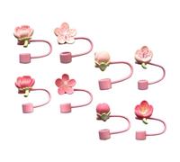 Hemobllo 8 Embouts de Paille en Silicone, Bouchons de Paille Fleur Cerisier et Fleur de Pêcher, Anti-poussière, pour Gobelet, pour Bureau et Réunions Entre Amis et Famille Plusieurs styles