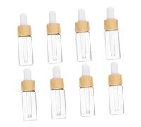 Hemobllo 8 pièces Flacons Pipette Rechargeables Verre avec Bouchon Bois Bouteilles Vides pour Huile Essentielle et Essence Portables pour Voyage et Usage