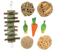 Hemobllo 8 pièces Jouets à Mâcher pour Petits Animaux Balles Rotin Résistantes pour Hamsters Cochons Rats et Chinchillas Accessoires Éducatifs pour Cage Favorisent Le Grignotage
