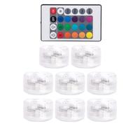 Hemobllo 8 Pièces Lampe LED Submersible Télécommandée, Ip68 3v | Abs, Angle D’éclairage 120 Degrés, 2 Piles Incluses, pour Paysages Sous-marins, Usage Piscine et Bassin