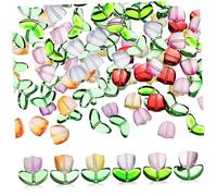 Hemobllo 80 pièces Perles Verre Translucide Forme Tulipe pour Création Bijoux DIY Bracelets Multicolores pour Cordon ou Chaîne