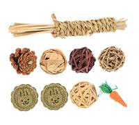 Hemobllo 9 pièces Jouets à Mâcher Naturels pour Petits Rongeurs Rotin Tressé pour Hamster Lapin Nain et Favorise Lagilité des Dents