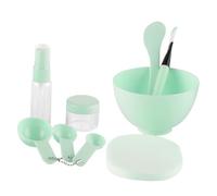 Hemobllo 9 pièces Kit Outils pour Masque Facial Vert avec Bol Spatule Pinceau Éponge et Flacon Pulvérisateur pour Mélange et Application Précise