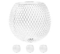 Hemobllo Abat-jour de L'ampoule Remplacement Facile, et Salle à Manger 4 Pièces pour Ampoule Nue Globe de Lampe Sphérique, en Métal Blanc Ajouré, Décoration pour Maison