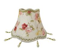 Hemobllo Abat-jour Tissu Vintage Motif Fleurs Européen avec Perles Cache-lampe Dome Festonné pour Lampe de Chevet et Salon Remplacement et Décoratif