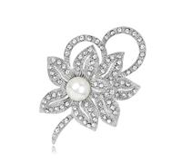 Hemobllo Accessoire Décoratif Classique en Alliage Blanc pour Femmes et Filles Broche Fleur Élégante avec Perle Simulée pour Écharpes et Chapeaux