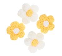Hemobllo Accessoires De Couture Brodés à La Main En Fil Chenille, Décorations En Forme De Fleurs Bouffantes Blanches Et Jaunes, Lot De 4 Pièces Pour Vêtements, Paquet Et Créations Artisanales