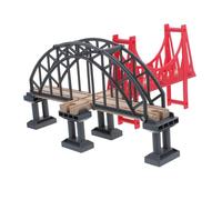Hemobllo Accessoires Pont Suspendu Train Miniature Garçon et Filles 2 Pièces Gris et Rouge Pont Croisé Jouet Éducatif Modélisme Circuit Bois Jeu Créatif en Famille Construction Loisirs