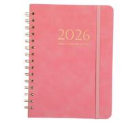 Hemobllo Agenda Cuir PU Rose Planificateur Quotidien Esthétique avec Calendrier Mensuel et Hebdomadaire Suivi des Objectifs et Notes Carnet Spiralé pour Organisation