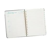 Hemobllo Agenda Journalier PU Cuir Noir avec Calendriers Mensuel et Hebdomadaire Planificateur Quotidien Spirale Anti-bavure pour Objectifs et Suivi de Rendez-