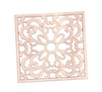 Hemobllo Applique Bois Sculpté Carré Non Peint Décoratif Bois Massif Style Européen pour Porte Meuble Mur Intérieur