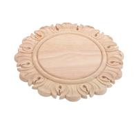 Hemobllo Applique Décorative Ronde en Bois Sculpté Non Peint Incrustation Vintage pour Meubles et Armoires Ornement Mural Sculpté Style Européen Décoration Bois pour Porte et Commode