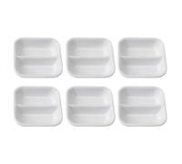 Hemobllo Assiette D’assaisonnement Japonaise Carrée en Céramique Blanche | Deux Compartiments, Fond Stable et Surface Émaillée Lisse, pour Sauces, Moutarde et Préparation Maison