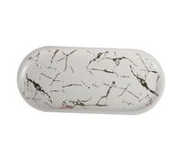 Hemobllo Assiette Porcelaine Blanche à Motif Marbre Noir et Or Plateau Ovale pour Petit-déjeuner Dessert et Service Polyvalent Résistant Haute Température et Multifonction Maison