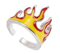 Hemobllo Bague Décorative Anneaux de Feu en Métal Jaune Résistante à L'usure et Anti-rouille, Style Hip Hop la Mode pour Toutes Occasions