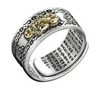Hemobllo Bague En Alliage Réglable Feng Shui Pour Homme Et Femme, Anneau Ouvert Patte De Créature Mythique Argenté, Accessoire Amulette Pour Attirer Richesse Et Chance, Style Rétro Taille Ajustable