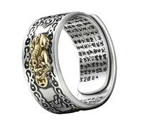 Hemobllo Bague En Alliage Réglable Feng Shui Pour Homme, Ornement De Doigt Vintage Argenté, Anneau Ouverture Prière à Six Mots, Bijou Masculin Créatif Pour Usage Quotidien Et Occasions Spéciales