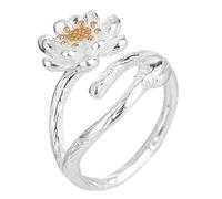 Hemobllo Bague Fleur De Lotus Ouverte Bague Femme Fleur Réglable Anneau Décoratif Pour Adolescentes Et Femmes Bijoux De Fête Et Quotidien Taille Unique or