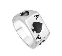 Hemobllo Bague Homme Créative Acier Titane As de Pique Noir Punk Taille 9 Décoration de Doigt Style Urbain