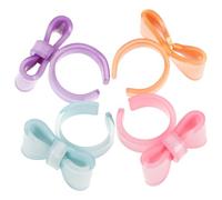 Hemobllo Bague Nœud Ouverte Réglable Style Pastel D'été Résine, 4 Pièces | Surface Lisse, Accents Jelly Colorés, Design Empilable, Confort Léger, Limite les Accrochages, pour Filles