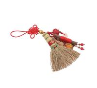 Hemobllo Balai Amulette Feng Shui à Nœud Chinois Rouge pour Berceau Bébé, Mini Balai de Chevet Vintage, Accessoire Suspendu Protecteur pour -né, Décor Traditionnel et Nettoyage Doux