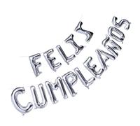 Hemobllo Ballons D’anniversaire en Film Aluminium Argenté, Ensemble Décoratif Feliz Cumpleaños, Accessoires pour Fête D’anniversaire, Ornements pour Banquet et Célébration, 1 Kit Complet