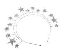 Hemobllo Bandeau à Paillettes en Alliage Blanc Serrage-Tête Couronne Cinq Branches pour Mariage Anniversaire et Soirée Accessoire Coiffure Brillant et Léger