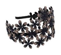 Hemobllo Bandeau Large à Fleurs Orné de Cristaux Bleus pour Cheveux, Serrage-tête Antidérapant en Plastique Couverture des Cheveux Gris, pour Mariage et Usage Quotidien