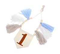 Hemobllo Bannière Chaise Haute Anniversaire Fille Décoration Boho avec Perles Bois et Pompons Laine pour Fête
