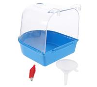 Hemobllo Bassin De Bain pour Oiseaux Petite Taille avec Ajout d'eau, Plastique Bleu Robuste, Bassin De Bain Aérien pour Perroquets, Adapté Petits Oiseaux, Accessoire Bain Domestique