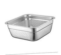 Hemobllo Bassine Carrée Acier Inoxydable pour Lavage Légumes et Riz Passoire Perforée Multifonction pour Usage Domestique Robuste