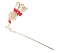 Hemobllo Bâtonnets à Cheveux Chinois Lumineux Métal Vintage Long Pompon Lanterne pour Cheveux Longs Femme Style Ancien Hanfu Accessoire Coiffure Soirée