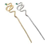 Hemobllo Bâtonnets à Cheveux Chinois Serpent 2 Pièces Alliage de Zinc Orné de Strass pour Femmes Accessoires Vintage pour Chignons Cérémonie Mariage Fête