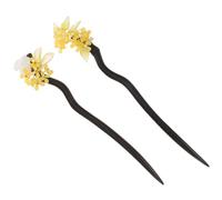 Hemobllo Bâtonnets à Cheveux en Bois Jaune 2Pcs Style Chinois Vintage Épingles Chignon Simples et Élégantes pour Femmes pour Mariages et Anniversaires