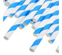 Hemobllo Bâtonnets de Barbe à Papa, Papier Rayé Bleu et Blanc, 50 Pièces 10 X 300 MM, Usage Professionnel pour Machines Automatiques, Fêtes d'Garçon et Filles et Anniversaires