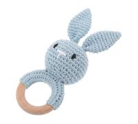Hemobllo Bébé Lapin en Crochet Fait Main, D'éveil en Bois et Coton, Taille Moyenne, Anneau de Dentition Naturel, Adapté -né, Léger pour Apaiser Bébé, Présent Naissance