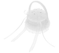 Hemobllo Boîte à Alliances Brodée Blanche Coussin Cœur Doux et Poignée Perle, Panier à Bagues Portatif pour Mariage Saint-Valentin et Demoiselles D’Honneur, Décoration Mariage Élégante