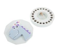Hemobllo Boîte à Dents de Lait en Bois Bleu Motif Dinosaure, Étui Porte-dents pour Garçon et Filles, Boîte à Souvenirs Bébé pour Conserver Dents et Cheveux de Fœtus, Présent Naissance