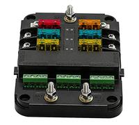 Hemobllo Boîte à Fusibles pour Auto Indicateurs LED Rouge et Bleu Porte Fusible Multiple Étanche Support Acc Installation Facile pour Voitures Camping Cars Bateaux et Bus