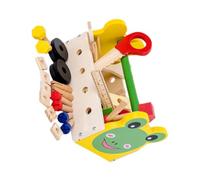 Hemobllo Boîte à Outils Bois pour Garçon Fille Multi-Fonction Éducatif Cartoonesque Portable Outils Variés pour Garçons et Filles Solide et Sain pour Apprentissage et Partage Social